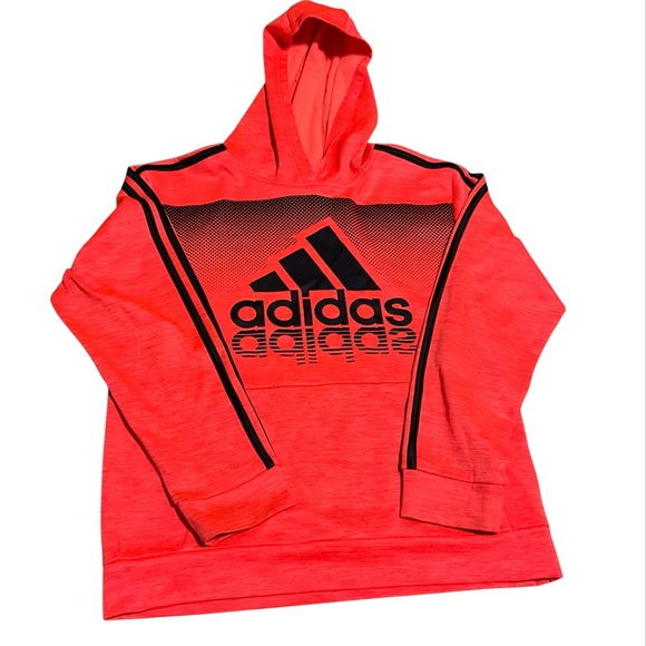Adidas Vibrant Red Hoodie with Black Accents size L /14/16 - Picture 7 of 9
